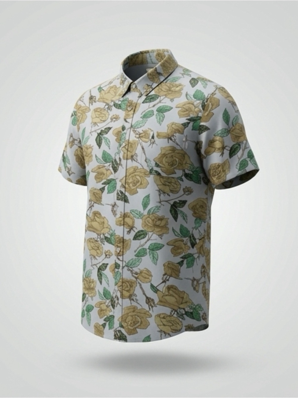 Obey Propaganda Men’s XL Yellow Rose Floral Short Sleeve Shirt Streetwear